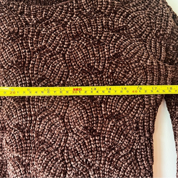 Pink Rose Chenille Sweater XS Brown Cable Knit Textured Pullover Cozy Soft - Picture 8 of 9